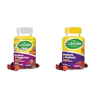 Culturelle Daily Probiotic for Kids + Veggie Fiber Gummies (Ages 3+) - 60 Count & Daily Probiotic Gummies for Women & Men, Berry Flavor, 52 Count