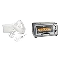 Hamilton Beach 6-Speed Electric Hand Mixer with Whisk & 6 Slice Convection Toaster Oven With Easy Reach Roll-Top Door, Bake, Broil & Toast Functions, Auto Shutoff, Silver (31123DA)