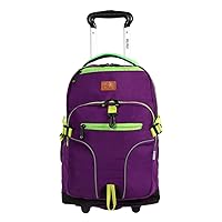 J World New York Lunar Rolling Backpack, Laptop Bag with Wheels, Purple, 19.5