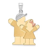 14k Tri-Color Gold Big Boy and Little Girl Engraveable Charm Pendant Fine Jewelry For Women Gifts For Her