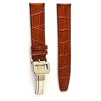 22mm Brown Alligator-Style Genuine Leather Band Strap w/Clasp Replacement for IWC