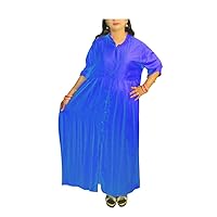 Women's Long Kurti Royal Blue Frock Suit Casual Maxi Gown Girl's Fashion Indian Top Tunic Long Dress Plus Size