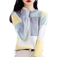 Fall Winter Crewneck 100% Pure Cashmere Sweater Women's Slim Long Sleeved Pullover Wool Knit Sweater