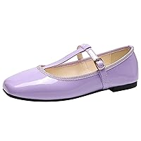 Soft Mary Jane Flats for Women Patchwork Ballet Flats with Strap Square Toe Walking Shoes