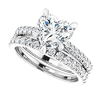 JEWELERYOCITY 2.25 CT Heart Cut VVS1 Colorless Moissanite Engagement Ring Set, Wedding/Bridal Ring Set, Sterling Silver Vintage Antique Anniversary Promise Ring Set Gift