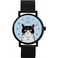 Black and White Cat Head Watch Ladies 38mm Case 3atm Water Resistant Custom Designed Quartz Movement Luxury Fashionable