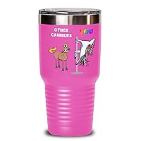 Cashier appreciation 20 oz 30 oz insulated tumbler, Grocery clerk rainbow pole dancing unicorn, Funny employee of the month appreciation cup coworker