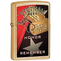 Vietnam Veterans Honor & Remember Brass Military Zippo Lighter