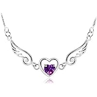 Angel Wing Heart Crystal Necklace for Women Girl Dainty Angel Pendant Jewelry Mothers Day Gifts Strong and Long-Lasting