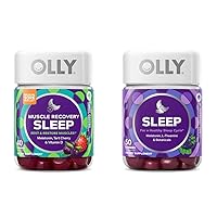 Muscle Recovery Sleep Gummies with Melatonin, Tart Cherry, Vitamin D, 40 Count Sleep Gummy with Melatonin, L-Theanine, Chamomile, 50 Count