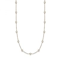 Allurez 14k Gold 36 inch Diamonds By The Inch Layered Station Necklace for Women in (2.00ct)