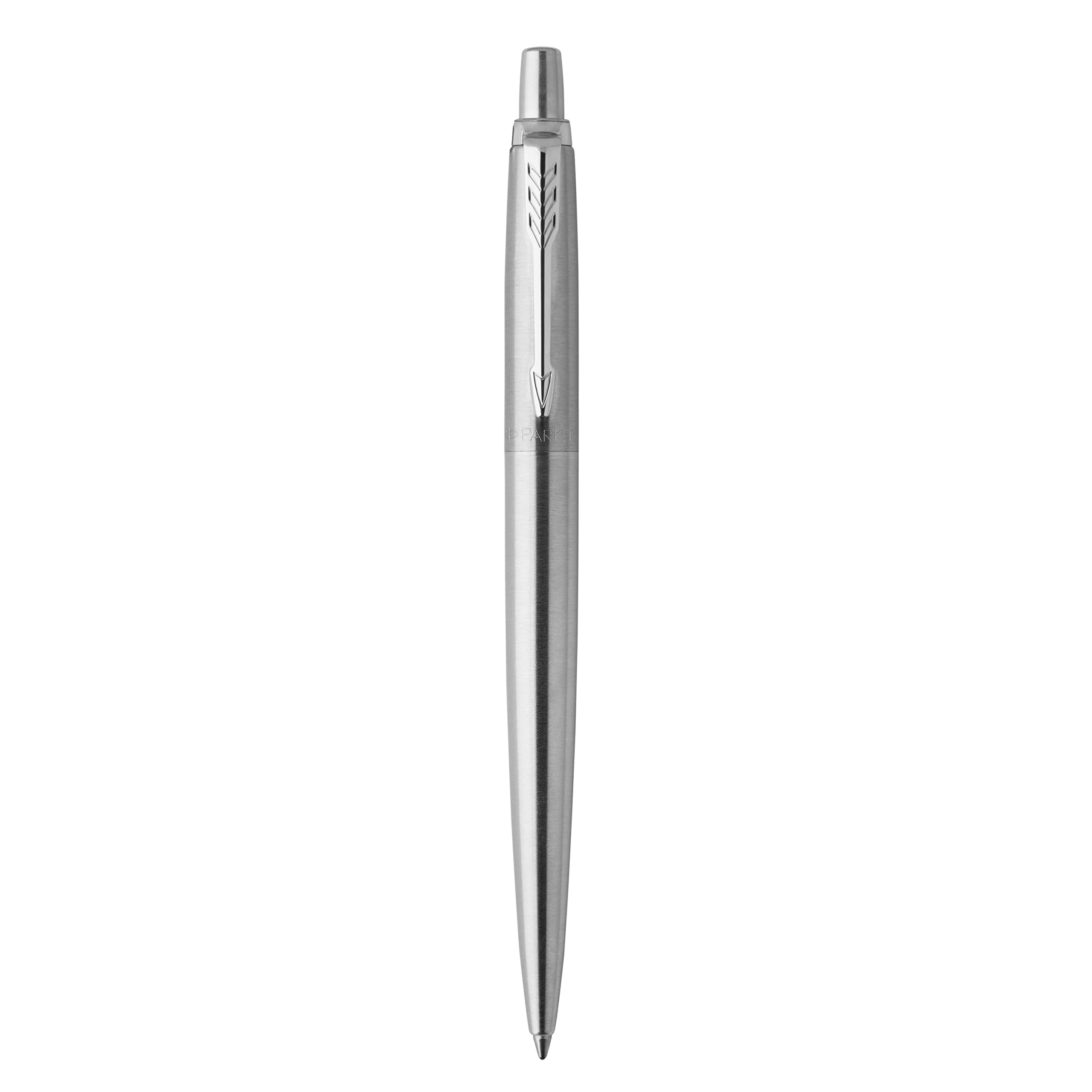PARKER Jotter Ballpoint Pen, Stainless Steel with Chrome Trim, Medium Point Blue Ink, Gift Box