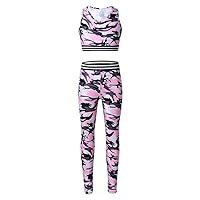 Kids Girls Tracksuit Outfit Athletic Tank Tops and Leggings for Gymnastics Sport Workout