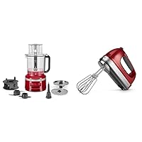 KitchenAid 13-Cup Food Processor, Empire Red & KHM926ER Empire Red 9-Speed Hand Mixer