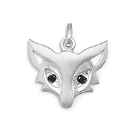 Satin Finish 925 Sterling Silver Fox Head Pendant Necklace Adorable Fox Has Black CZ Eyes Measures 22mm X 27mm Jewelry for Women