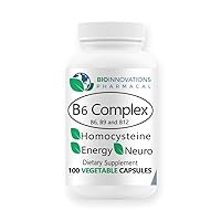 B6 Complex Vegan Vitamin B6, B9 Folate, B12 Methylcobalamin Supports Cardiovascular, Neuromuscular, Nervous System, Homocysteine, Energy, Blood Cell & Bone Health 100 Caps