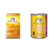 Wellness Complete Health Dry Puppy Food, Chicken, Salmon & Oatmeal, 5 Pound Bag Wet Puppy Food, Chicken & Salmon, 12 Cans, 12.5 Ounce Can