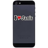 Decal Sticker Mobile Phone Handy Skin 70 mm - I Love Janis - Smartphone Mobile Phone - Sticker with Name of Man Woman Child