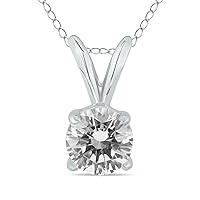 AGS Certified 3/4 Carat Round Diamond Solitaire Pendant in 14K White Gold (J-K Color, I2-I3 Clarity)