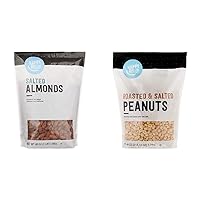 Amazon Brand - Happy Belly Roasted & Salted California Almonds, 48 Ounce & Happy Belly Roasted and Salted Peanuts, 44 Ounce