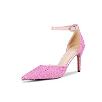 Denim Sandals for women Pointed Toe High Heels Denim Pumps Ankle Atrap Dress Shoes