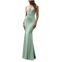 Formal Dresses for Women Sexy Sleeveless Backless Bodycon Maxi Dress Spaghetti Strap Elegant Evening Party Long Dress