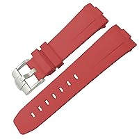 Rubber Watchband 23mm 22mm 24mm Watch Strap for Tudor Heritage Black Bay Bronze Pelagos Black Red Waterproof Sport Bracelets Watchbands (Color : Red, Size : 23mm)