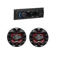 BOSS Audio Systems Single Din Car Stereo with Bluetooth + 2 Car Speakers