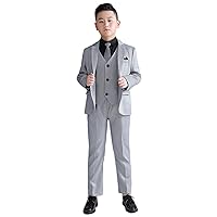 Boys' Herringbone Suit for Piano Performance Notch Lapel Two Buttons Three Pieces Set
