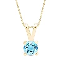 Jewel Zone US Mothers Day Jewelry Gifts Simulated Aquamarine Solitaire Pendant Necklace 14k Gold Over Sterling Silver (1.25 Cttw)