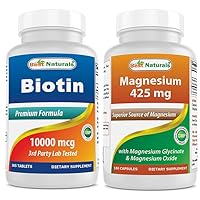 Best Naturals Biotin 10,000 mcg & Magnesium Glycinate 425 mg