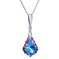 Austrian Crystal Baroque Vitrail Light Purple Pendant Rhodium-plated Silver Adjustable Necklace 16'' + 2'' Extender