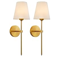 Wall Sconces Sets of 2, Retro Industrial Wall Lamps, Bathroom Vanity Sconces Wall Lighting with White Fabric Shade, Suitable for Bedroom Living Room Corridor Kitchen