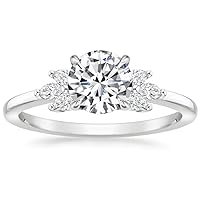 JEWELERYIUM 1 CT Round Cut Colorless Moissanite Engagement Ring, Wedding/Bridal Ring Set, Halo Style, Solid Sterling Silver Antique Anniversary Bridal Jewelry, Birthday Gift for Her