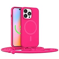 FELONY CASE - iPhone 13 Pro Max Case, Stylish Neon Pink Hands-Free Lanyard iPhone Case with Adjustable Necklace - Protective Silicone Crossbody Case for iPhone 13 Pro Max - Compatible with MagSafe