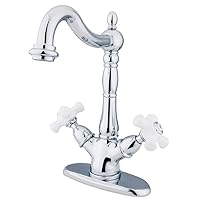 Kingston Brass KS1491PBY Heritage Vessel Sink Faucet without Pop-Up Rod with 4-Inch Plate, Polished Chrome