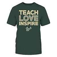 FanPrint 256 - South Florida Bulls - Teach Love Inspire - Brocade Pattern Gift T-Shirt