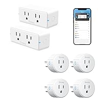 Dual Smart Plug 2 Pack, 15A WiFi Bluetooth Outlet, Work with Alexa and Google Assistant, 2-in-1 Compact Design Bundle with Govee Smart Plug, WiFi Plugs Work with Alexa & Google Assistant