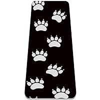 Cute Animals Paw Black Background Eco Friendly Yoga Mat 6mm Design Print Non-Slip Exercise & Fitness Mat For Women Men Girls, Extra Large Home Sports Mat