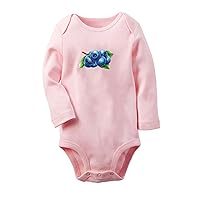 Fruit Blueberries Cute Novelty Rompers, Newborn Baby Bodysuits, Infant Jumpsuits Graphic Outfits, Long Sleeves Clothes