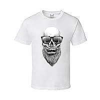 Men's Skull with Beard and Sunglasses Hipster Graphic T-Shirt