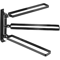 Towel Rack with 3 arm Space Aluminum Anti- Rust Wall- Mounted Multifunctional Rotating Rod Rack Hanger (Color : Black)
