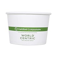 World Centric BOPA8 Paper Bowl, 8 ounce (pack of 1000), White with green stripe