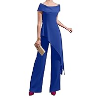 Mother of The Bride Pants Suits for Wedding Long Formal Evening Party Gowns 2 Piece Chiffon Outfit Pants