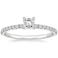 10K Solid White Gold Handmade Engagement Ring 1.0 CT Asscher Cut Moissanite Diamond Solitaire Wedding/Bridal Rings Set for Women Gift/Her Propose Ring