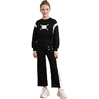 Kids Girls Sweatsuit Long Sleeve Sweatshirt Pullover Tops and Jogger Sweatpants Set Tracksuit Activewear