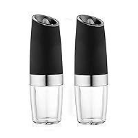 Electric Salt and Pepper Grinder set Battery Operated Automatic Mills with LED Light one Handed Operation Pepper Shaker Adjustable Peppercorn Grinders Stainless Steel, (2 Sets),B.7.8in