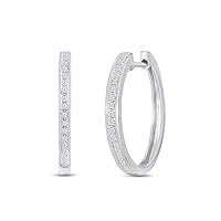 AFFY 1/3 Carat (Cttw) Round Cut Natural Diamond Small Hoop Earrings In 14K Gold Over Sterling Silver (J-K Color, I2-I3 Clarity, 0.33 Cttw)