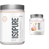 Isopure Unflavored Creatine and Tropical Punch Protein Powder Bundle, 5g Creatine per Scoop, 20g Protein per Scoop