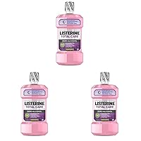 Listerine Total Care Alcohol-Free Anticavity Mouthwash, 6 Benefit Fluoride Mouthwash for Bad Breath and Enamel Strength, Fresh Mint Flavor, 1 L (Pack of 3)